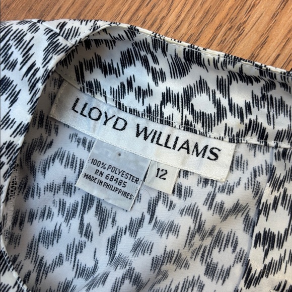 Vintage 1980/1990’s Lloyd Williams long sleeve white and black blouse. Size 12. - Picture 3 of 17